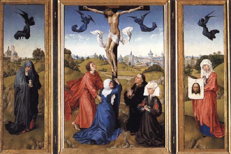Rogier van der Weyden Crucifixion triptych with SS Mary Magdalene and Veronica oil painting picture